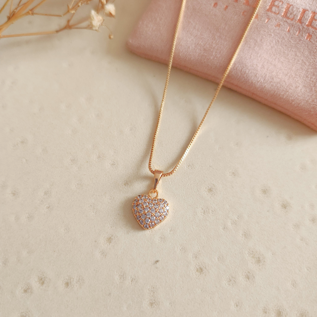 Collar Corazón Strass - Colección Acero