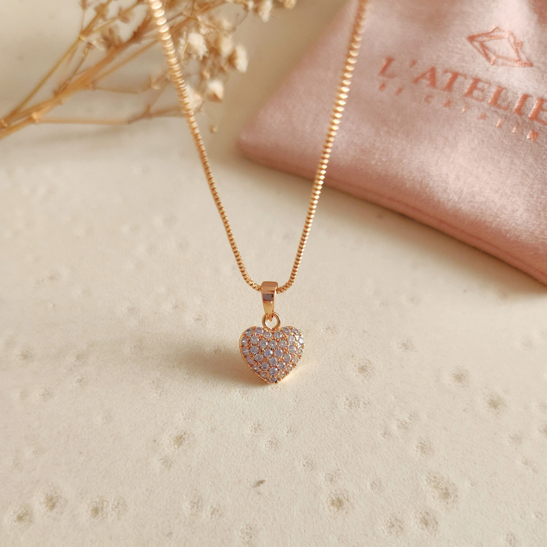 Collar Corazón Strass - Colección Acero