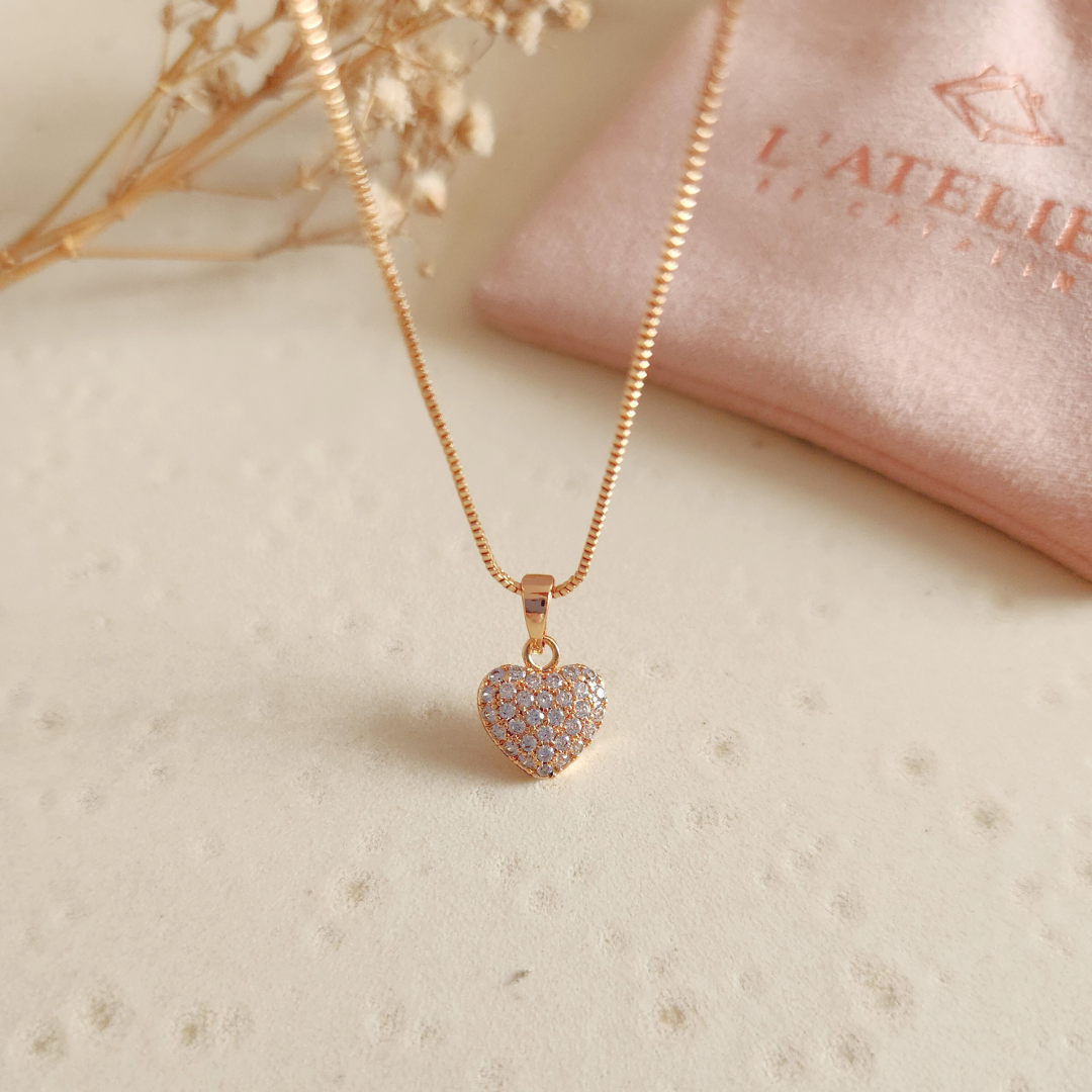 Collar Corazón Strass - Colección Acero