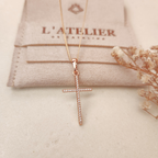 Collar Cruz Strass Rose - Colección Acero