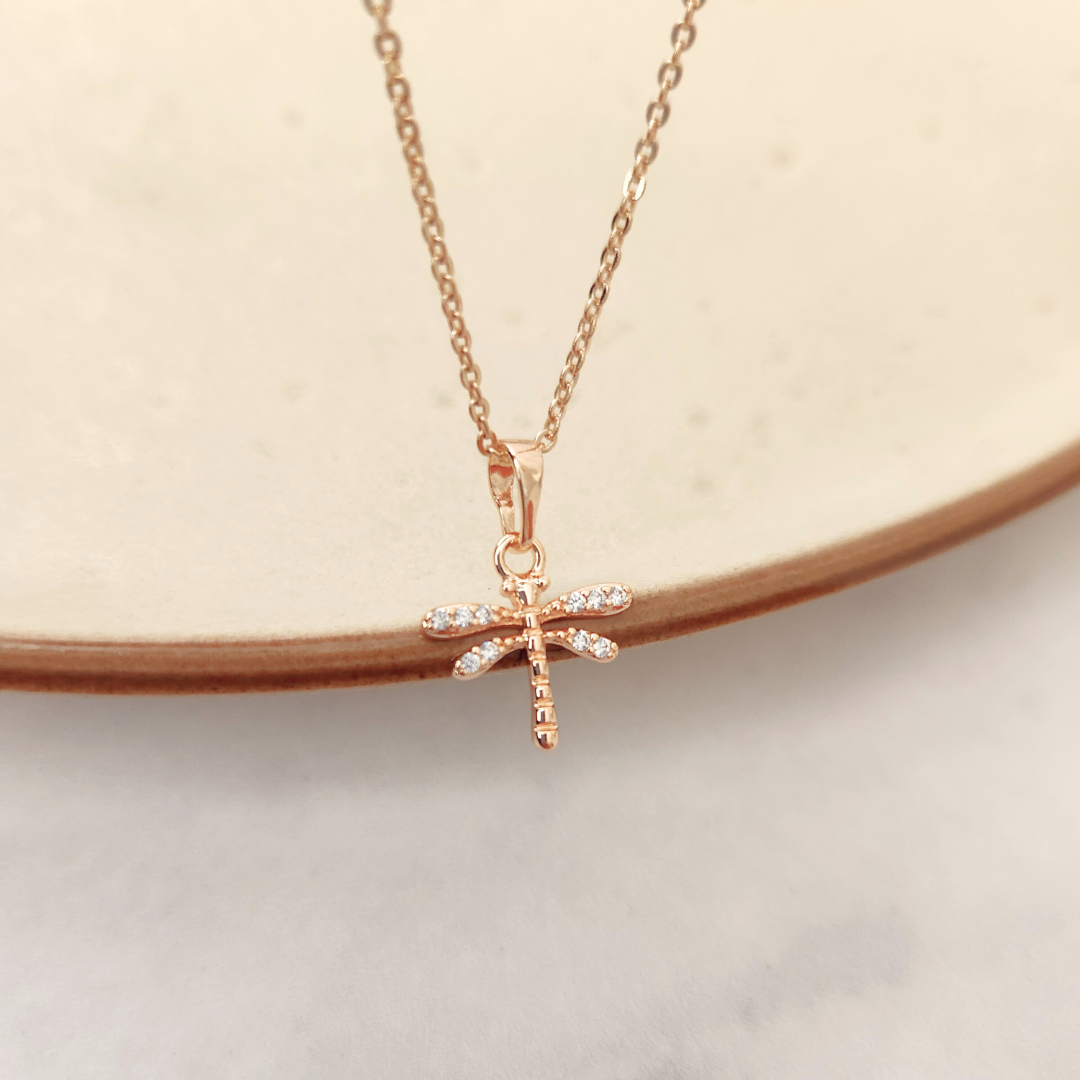 Collar Libélula Rose - Colección Acero