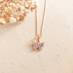 Collar Mariposa Strass Rose - Colección Acero