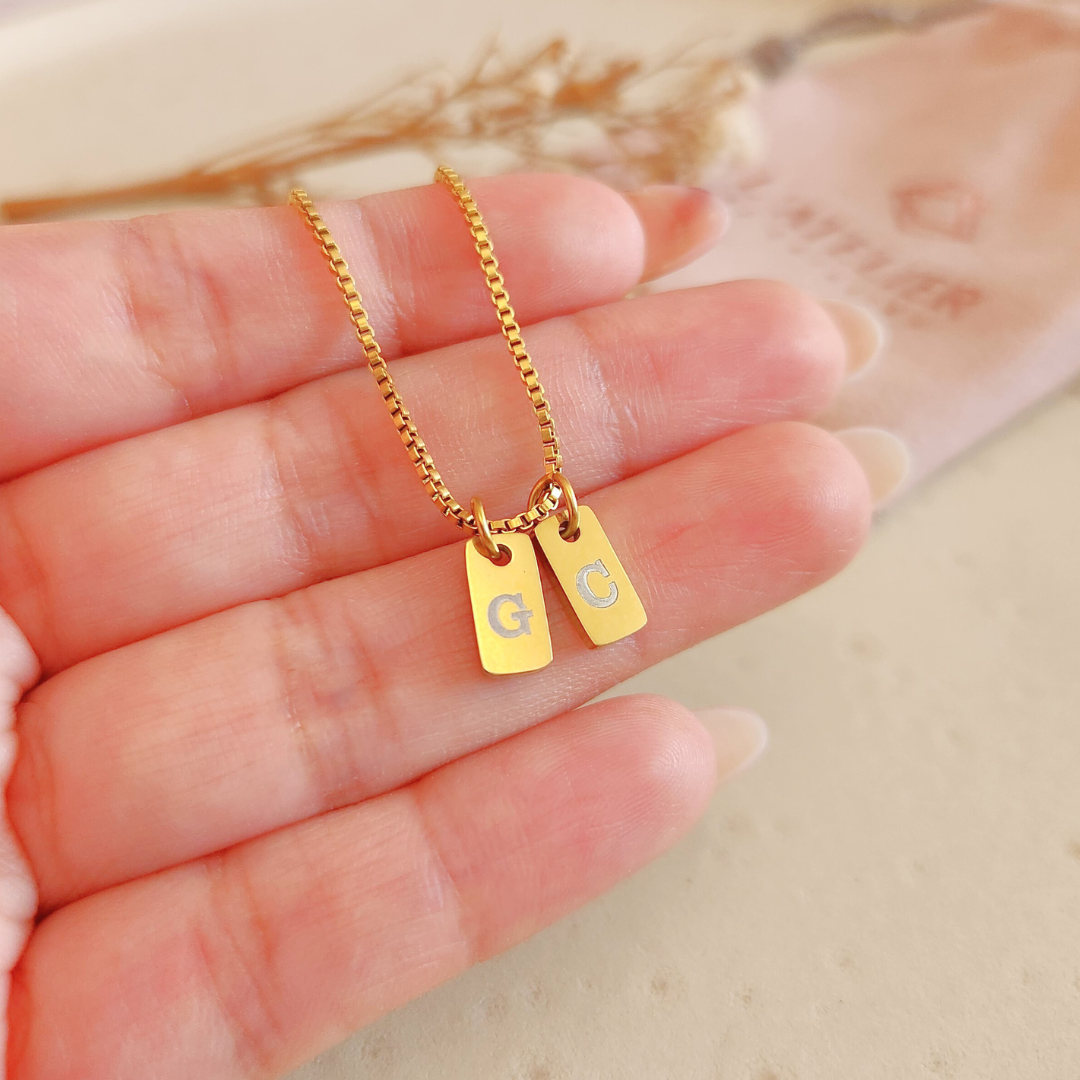 Collar Placas Doble Gold Mujer - Colección Acero