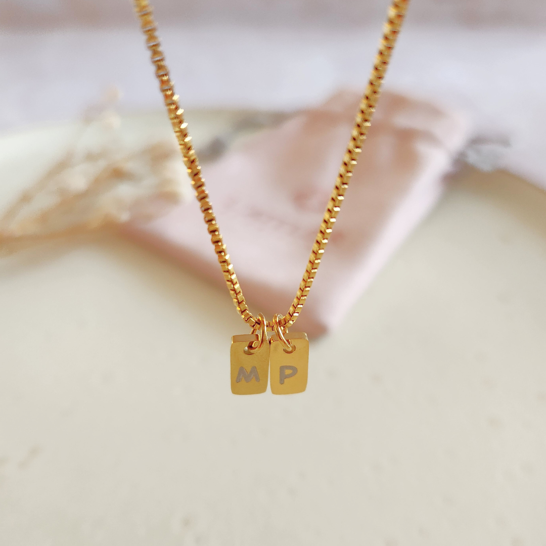 Collar Placas Doble Gold Mujer - Colección Acero
