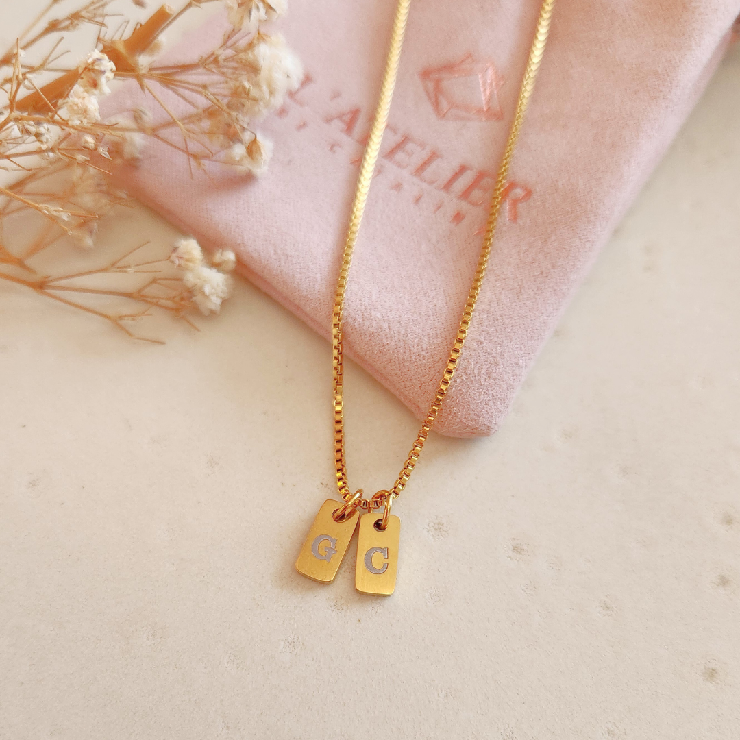 Collar Placas Doble Gold Mujer - Colección Acero