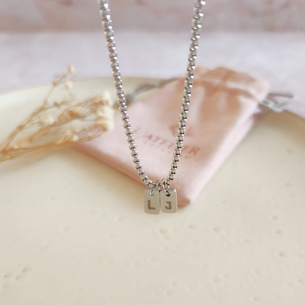 Collar Placas Doble Plateado Hombre - Colección Acero