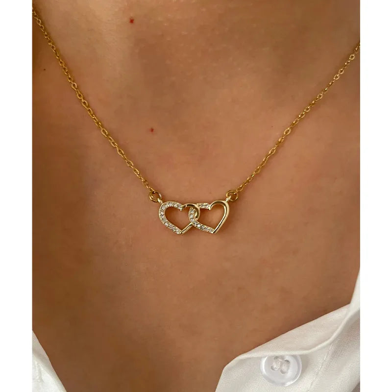 Collar Corazón Doble - Colección Acero