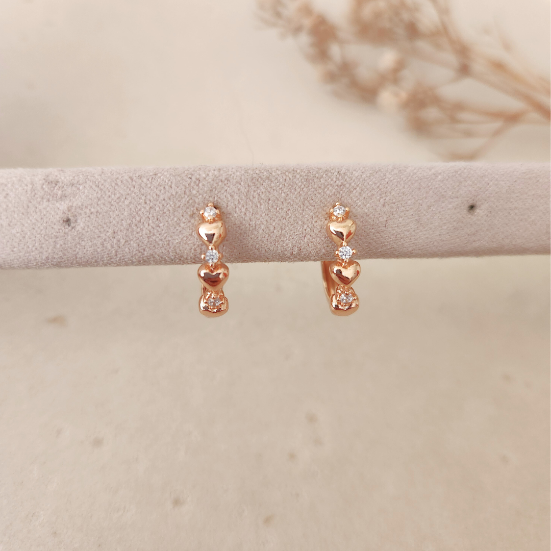 Argollas Corazones Cristales - Colección Acero