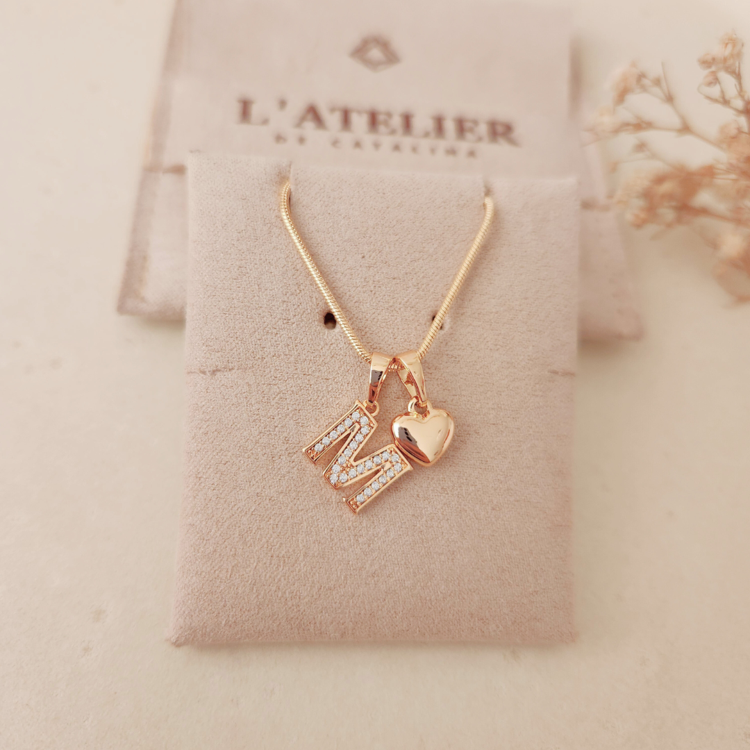 Collar Iniciales Corazón - Colección Acero