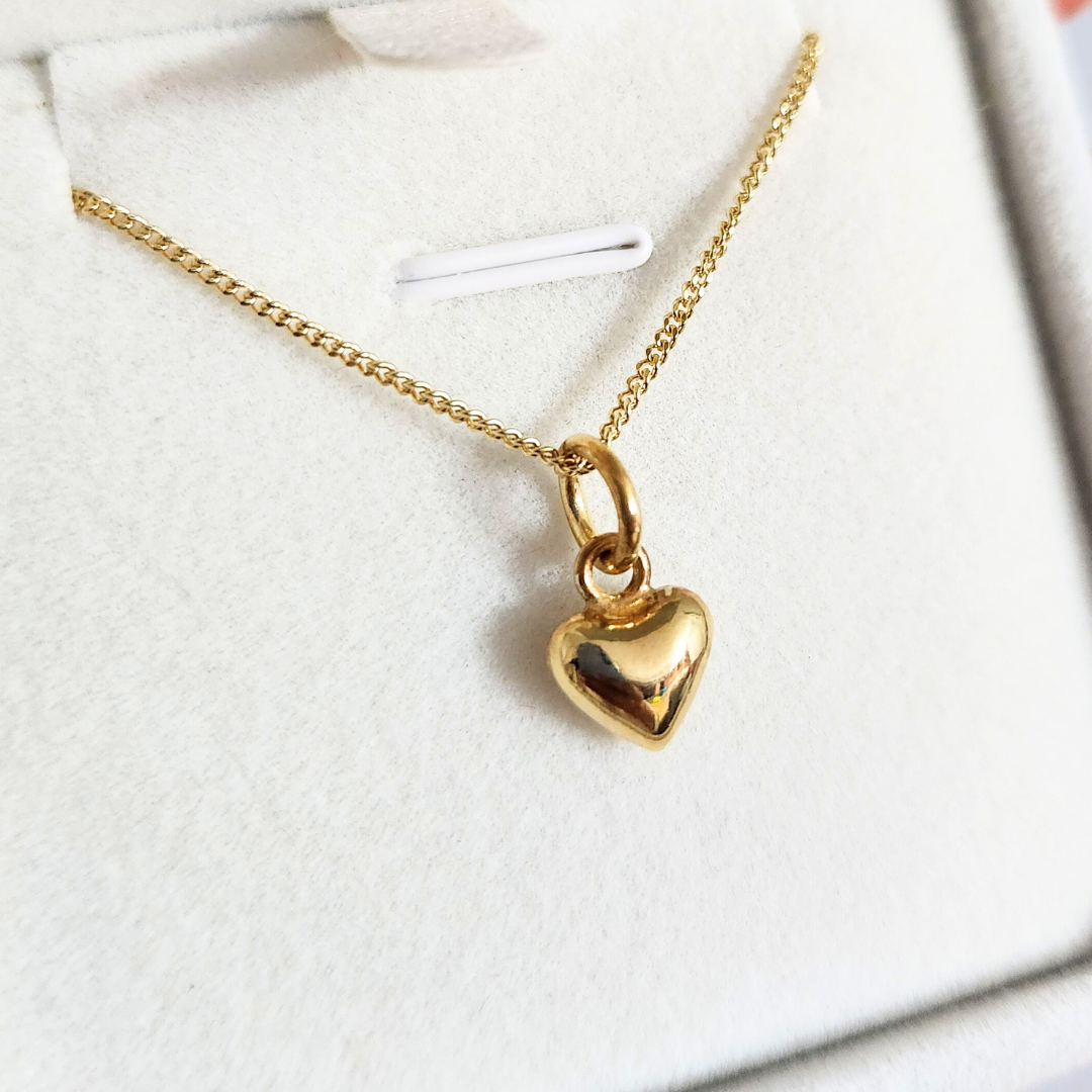 Collar Corazón Bombeado Gold - Colección Plata