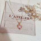 Collar Corazón Rosado Rose - Colección Acero