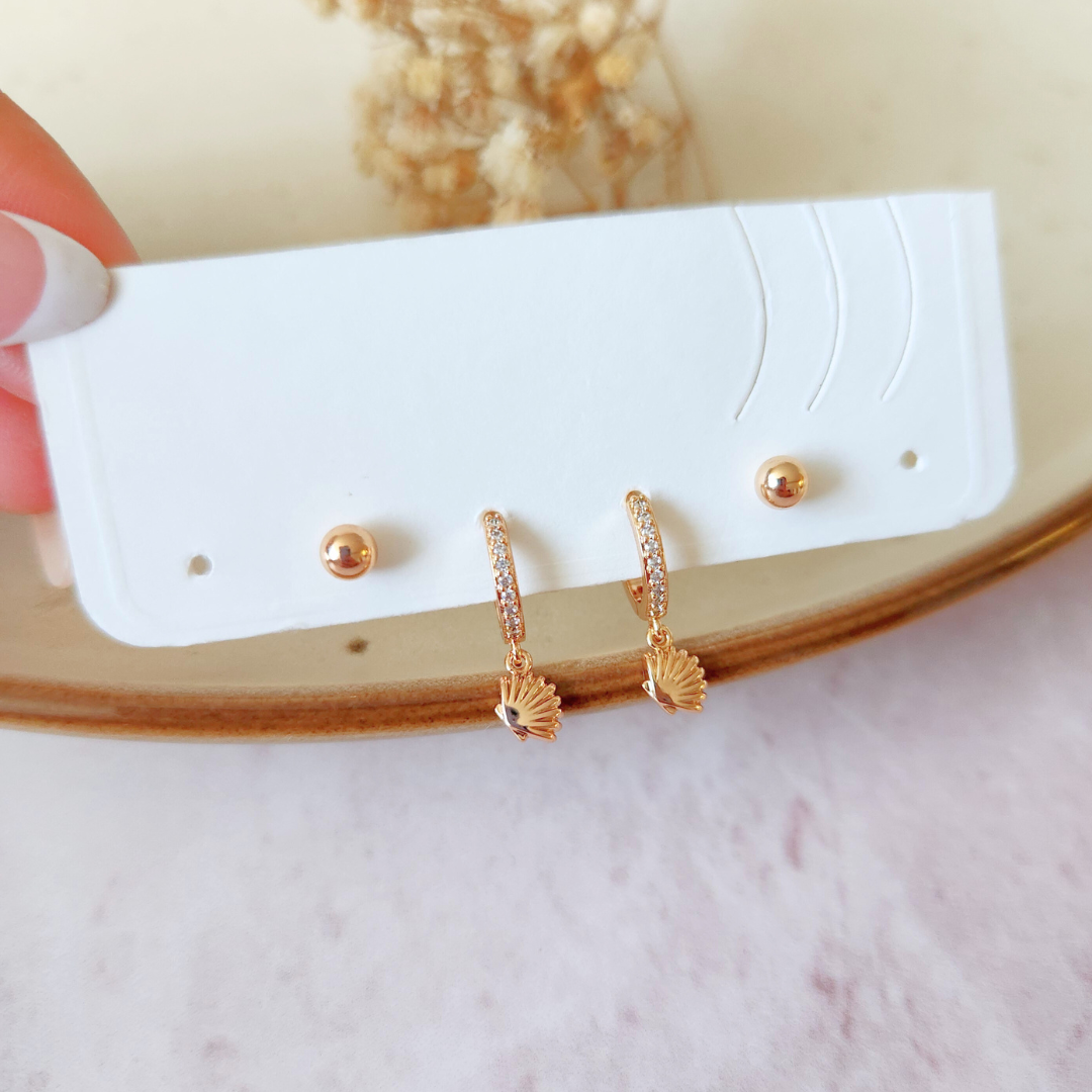 Set Argolla Abanico + Bolita Mini - Colección Acero