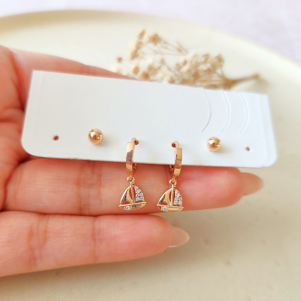 Set Argolla Barco + Bolita Mini - Colección Acero