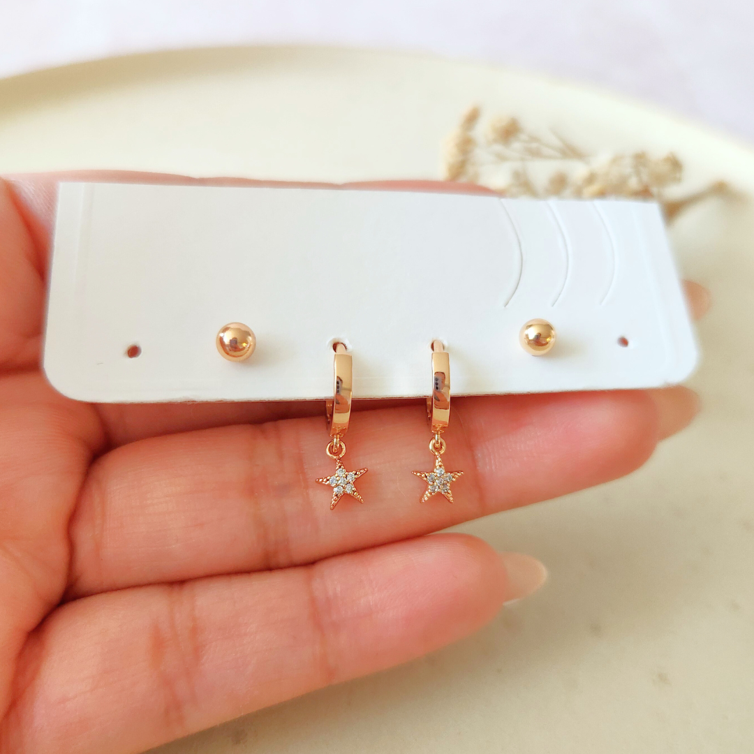 Set Argolla Estrella + Bolita Mini - Colección Acero Imagen secundaria del producto