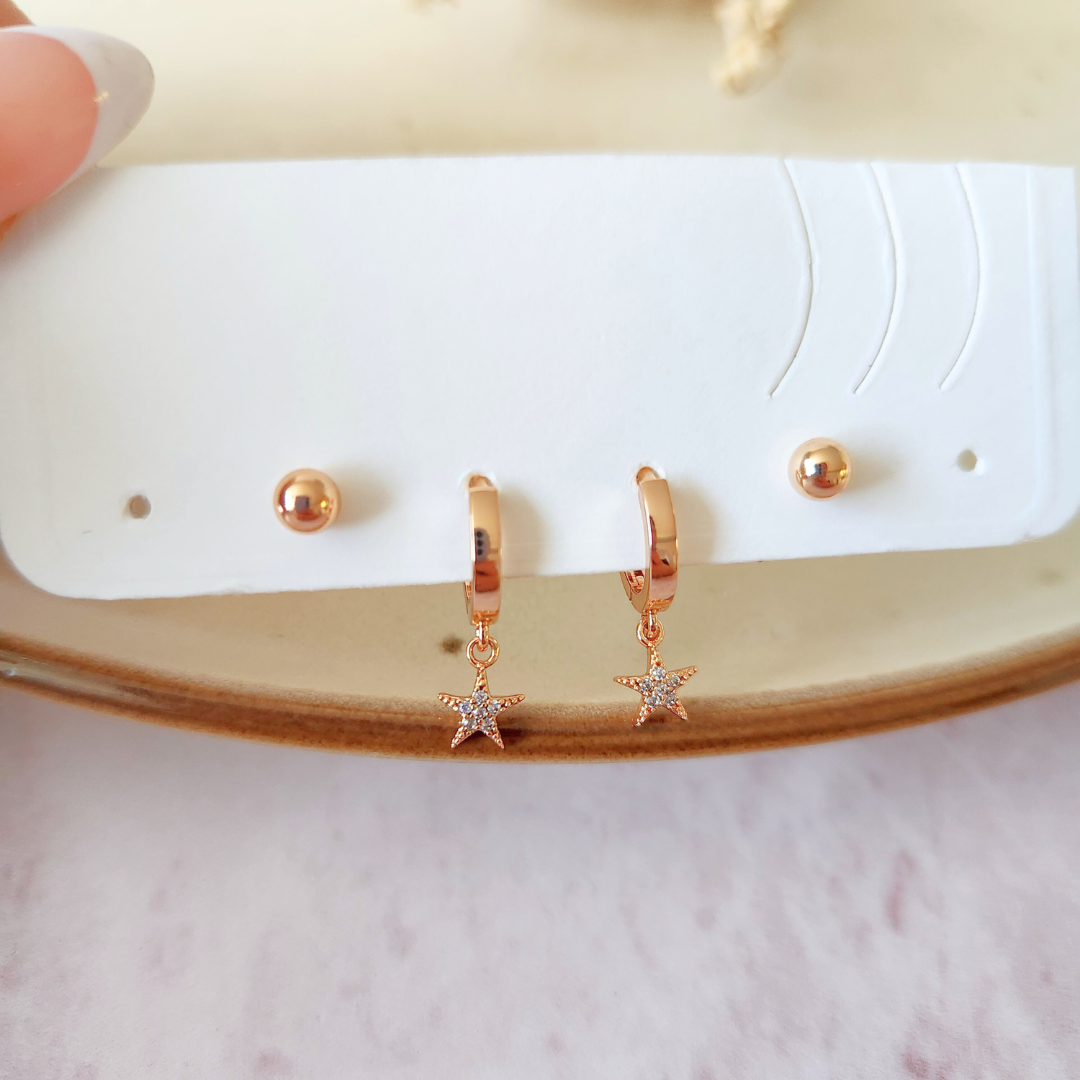 Set Argolla Estrella + Bolita Mini - Colección Acero Imagen principal del producto