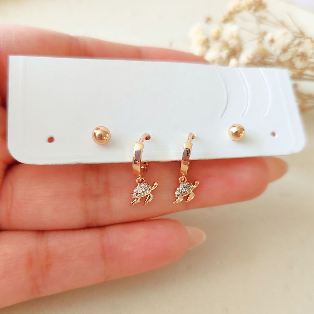 Set Argolla Tortuga + Bolita Mini - Colección Acero