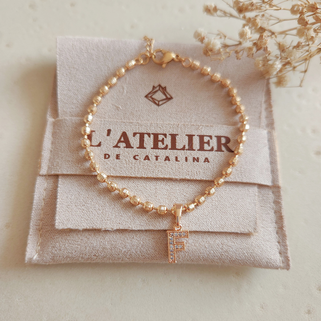Pulsera Bolitas Iniciales - Colección Acero