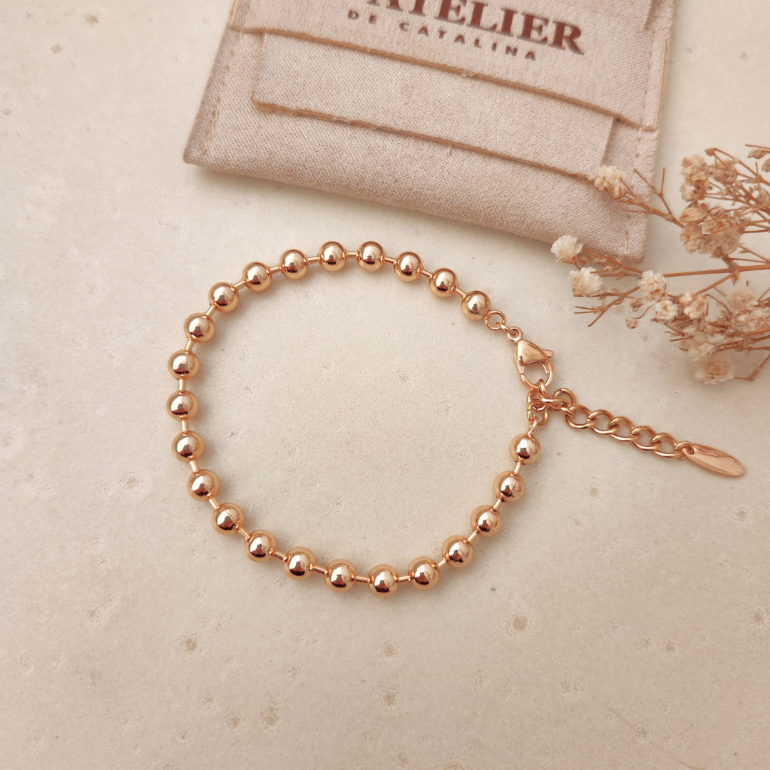 Pulsera Bolitas Rose - Colección Acero