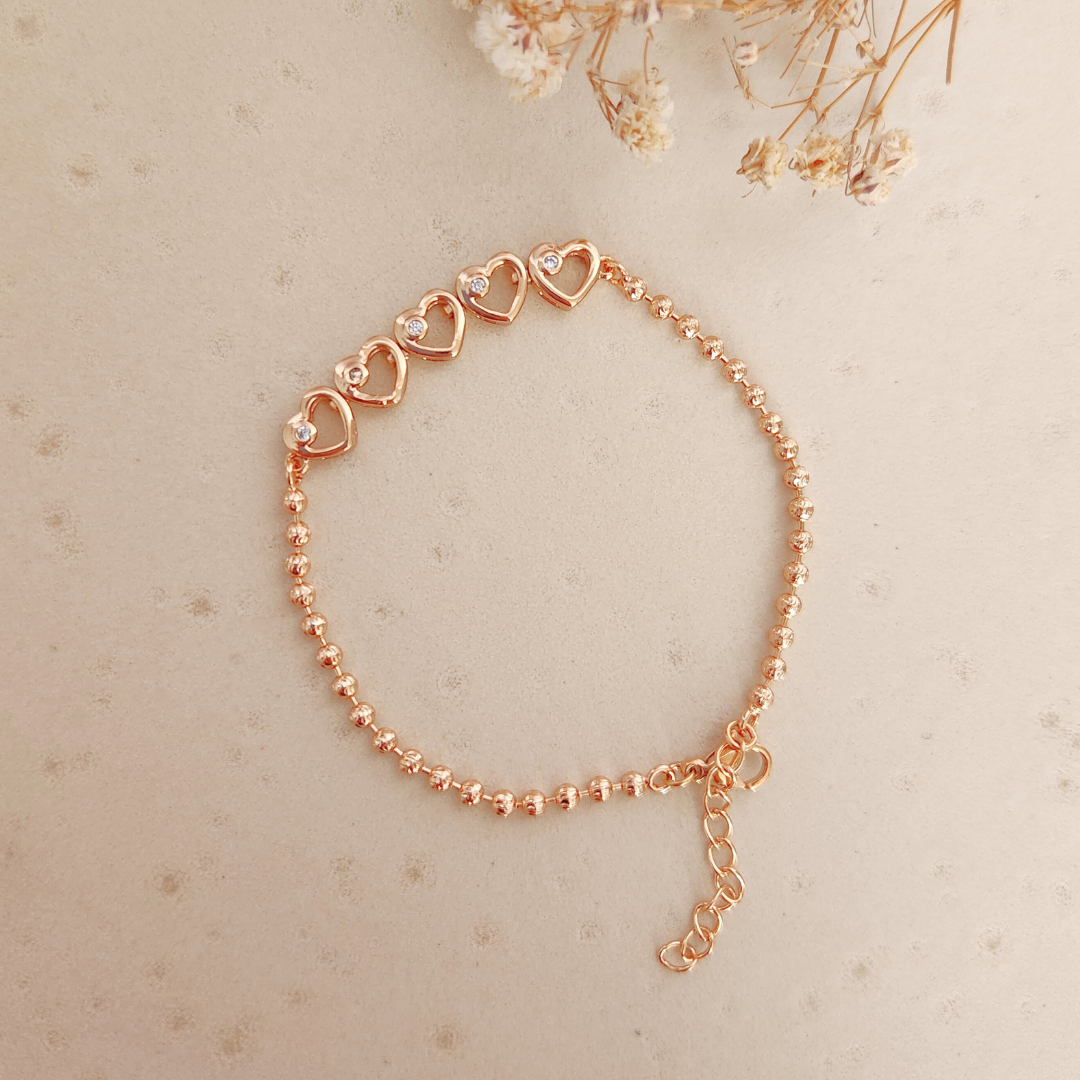 Pulsera Corazones Calados - Colección Acero