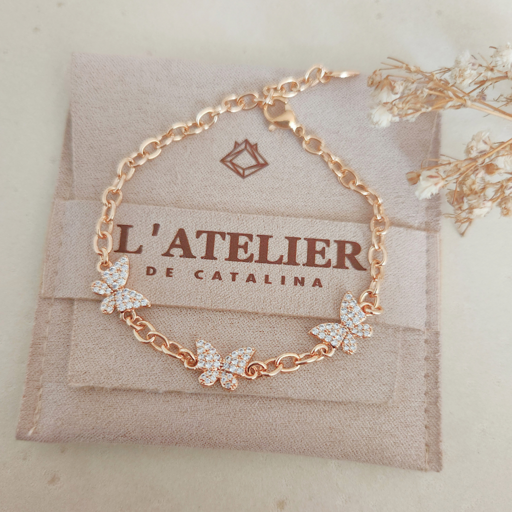 Pulsera Mariposa Triple Eslabones - Colección Acero