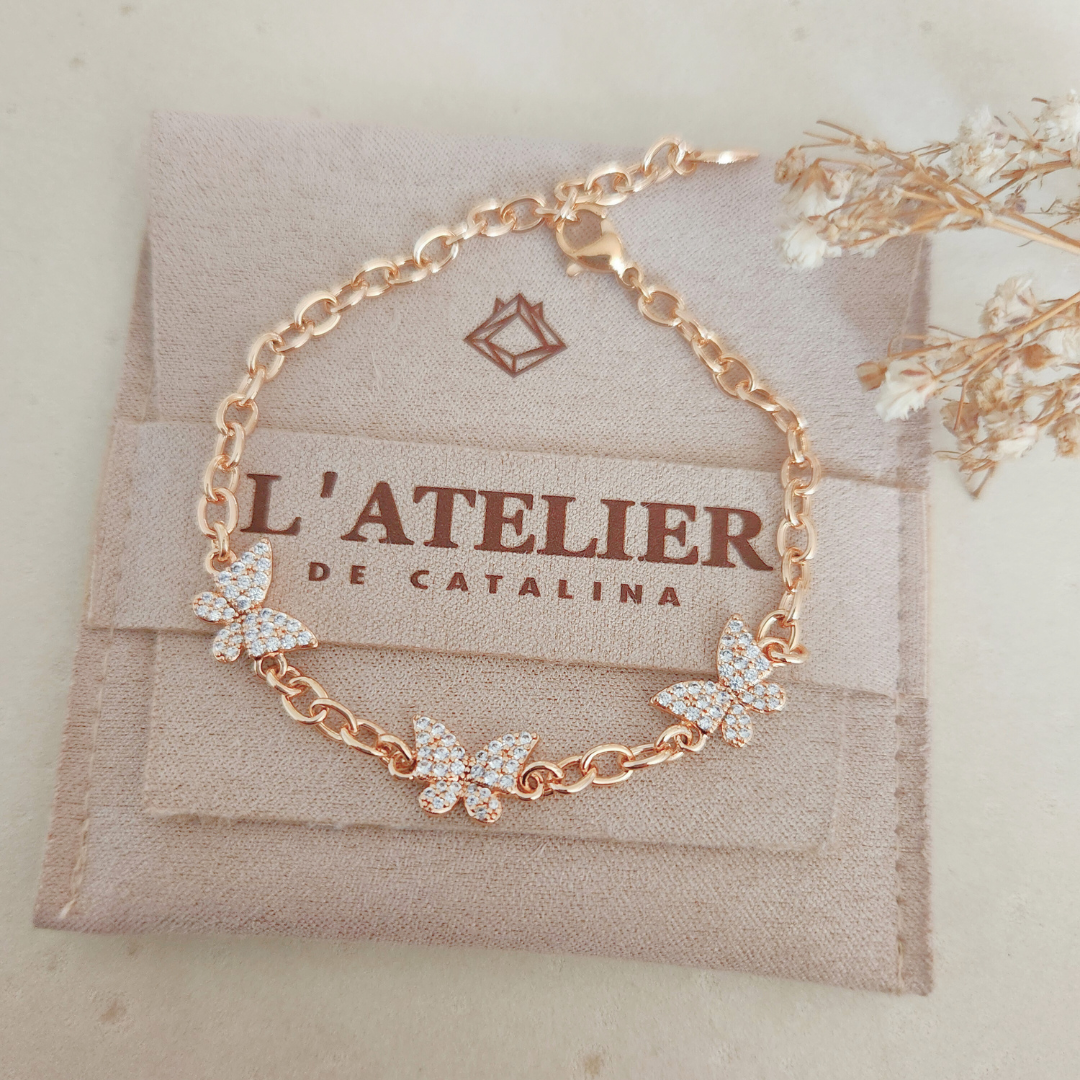 Pulsera Mariposa Triple Eslabones - Colección Acero