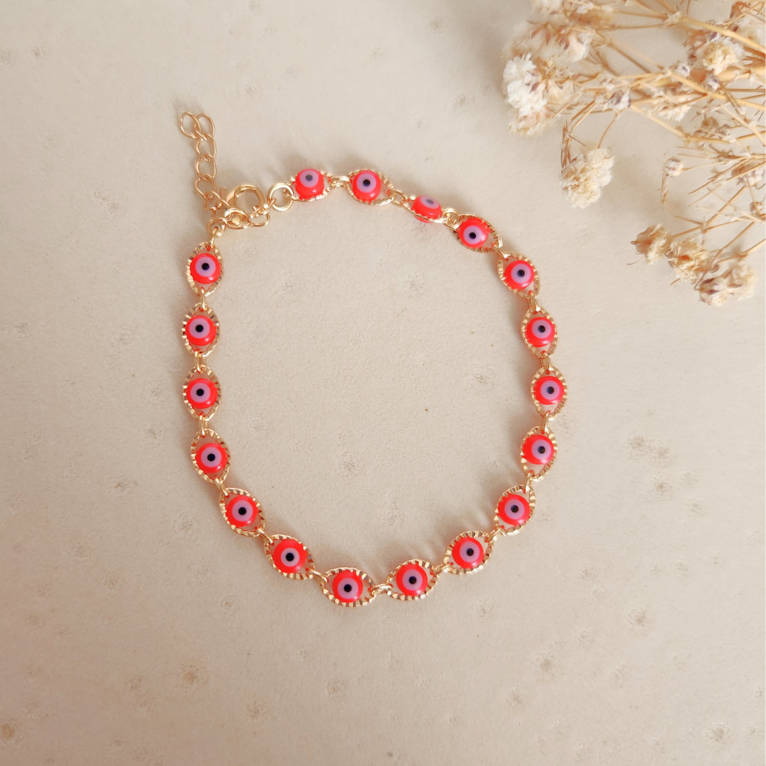 Pulsera Ojo Turco Rojo - Colección Acero