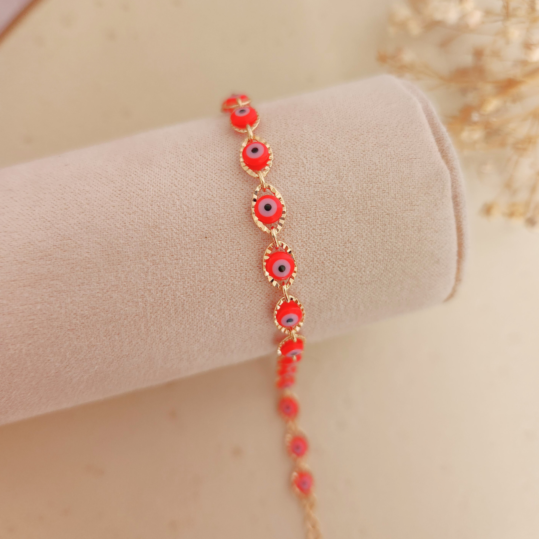 Pulsera Ojo Turco Rojo - Colección Acero