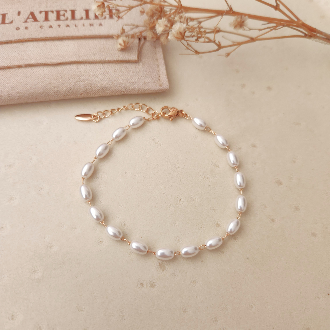 Pulsera Perlas Oval - Colección Acero