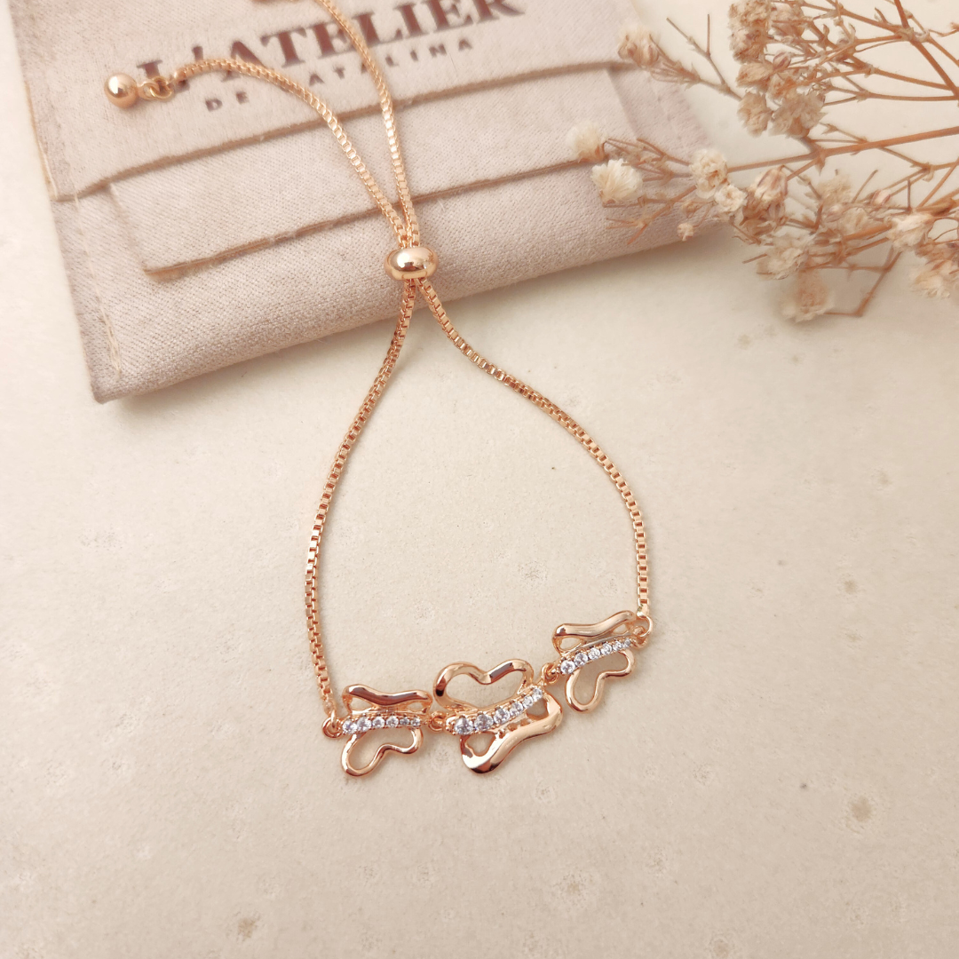 Pulsera Regulable Mariposas Triple - Colección Acero Imagen secundaria del producto