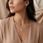 Set Corazón Strass Plateado - Colección Acero