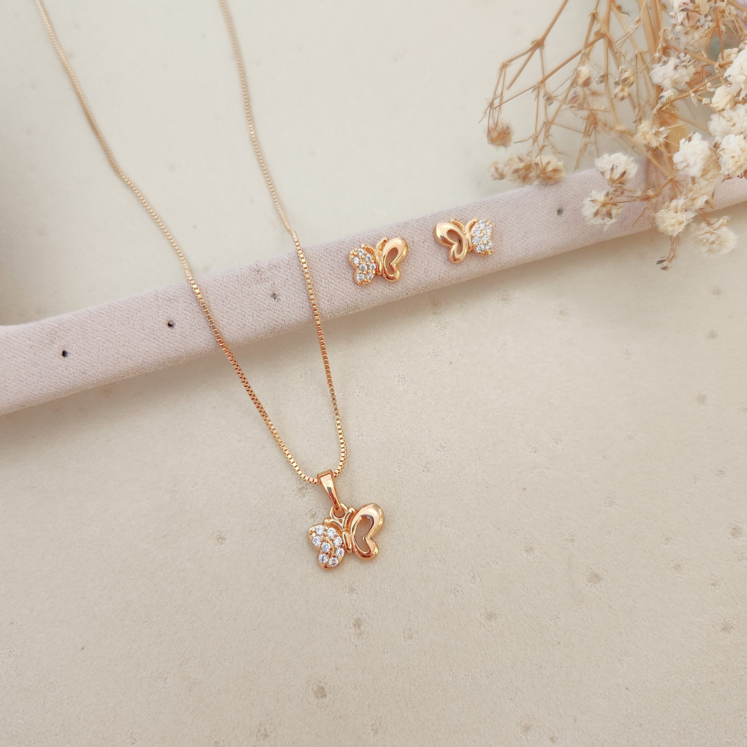 Set Mariposa Collar + Aretes - Colección Acero Imagen secundaria del producto