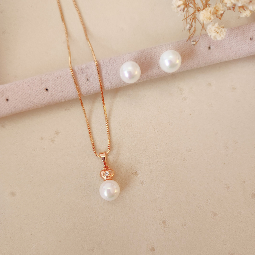 Set Perla Collar + Aretes - Colección Acero