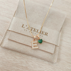 Collar Inicial Rose Corazón Verde - Colección Acero