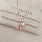 Collar Inicial Rose Corazón Blanco - Colección Acero