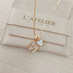 Collar Inicial Rose Corazón Blanco - Colección Acero