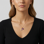 Collar Inicial Rose Corazón Lila - Colección Acero