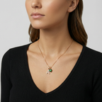 Collar Inicial Rose Corazón Verde - Colección Acero