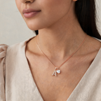 Collar Inicial Rose Corazón Blanco - Colección Acero