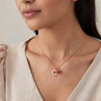 Collar Inicial Rose Corazón Rojo Oscuro - Colección Acero