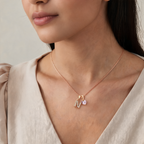 Collar Inicial Rose Corazón Rosado - Colección Acero
