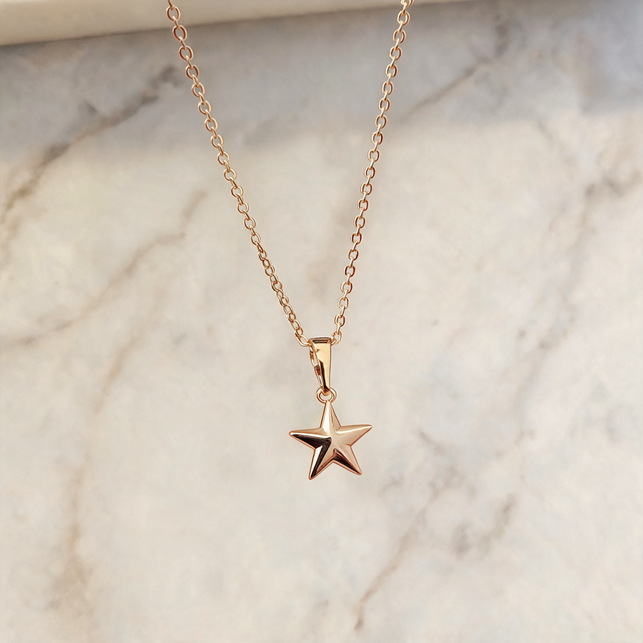 Collar Estrella Bombeada Rose - Colección Acero Imagen principal del producto