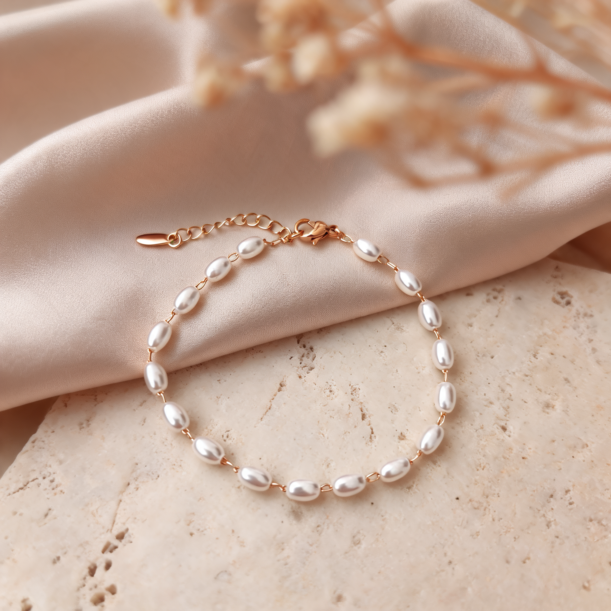 Pulsera Perlas Oval - Colección Acero