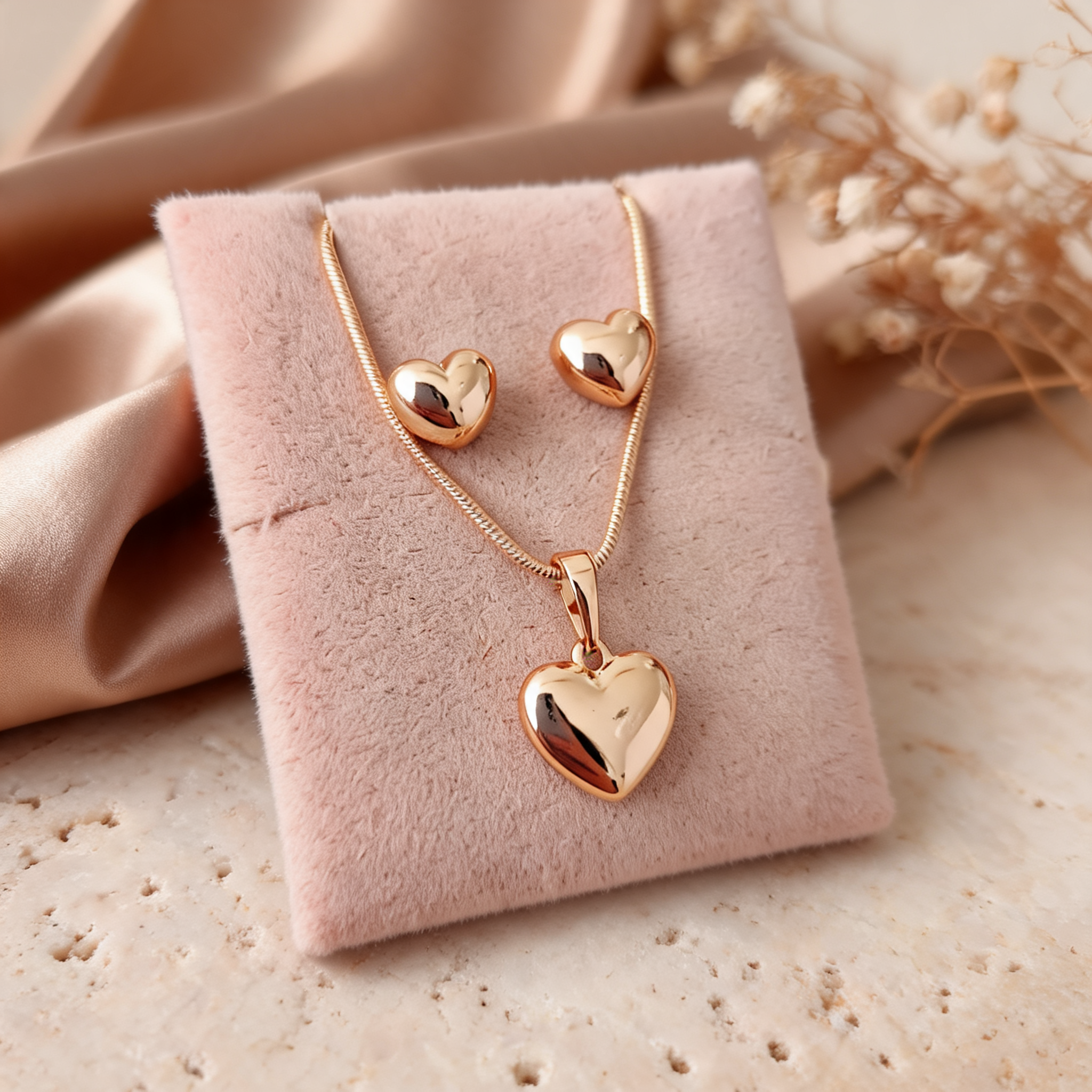 Set Love Collar + Aretes- Colección Acero