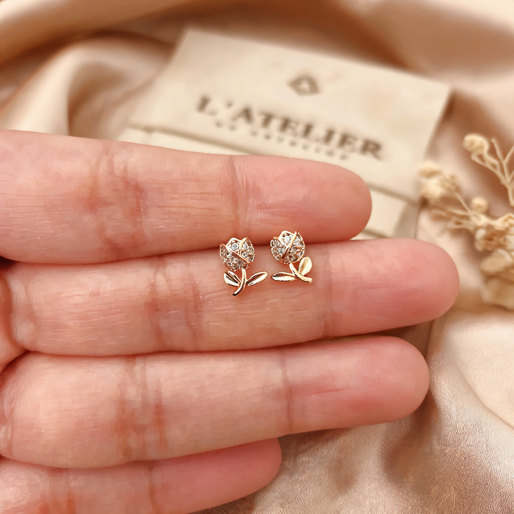 Aretes Tulipán Strass - Colección Acero