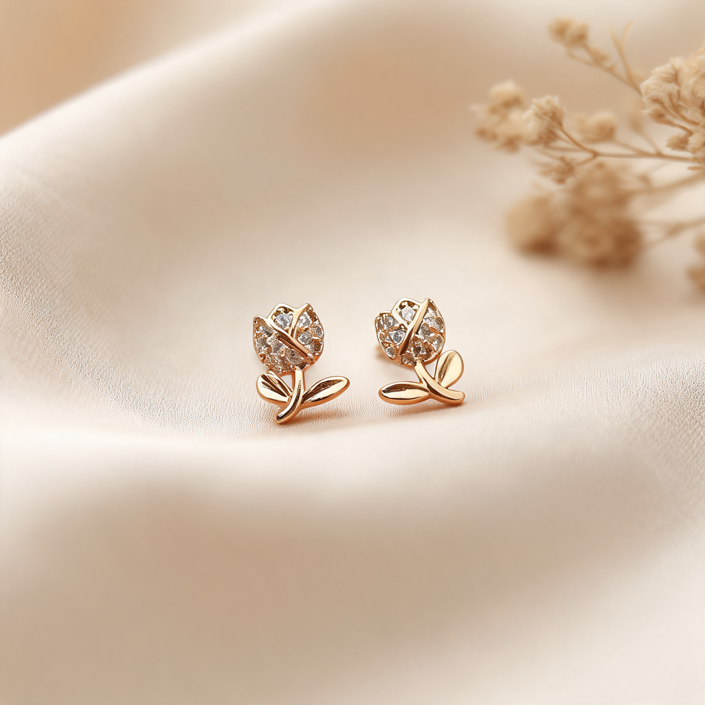 Aretes Tulipán Strass - Colección Acero