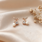 Aretes Cereza Blanca Strass - Colección Acero