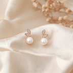 Aretes Perla Hojas - Colección Acero