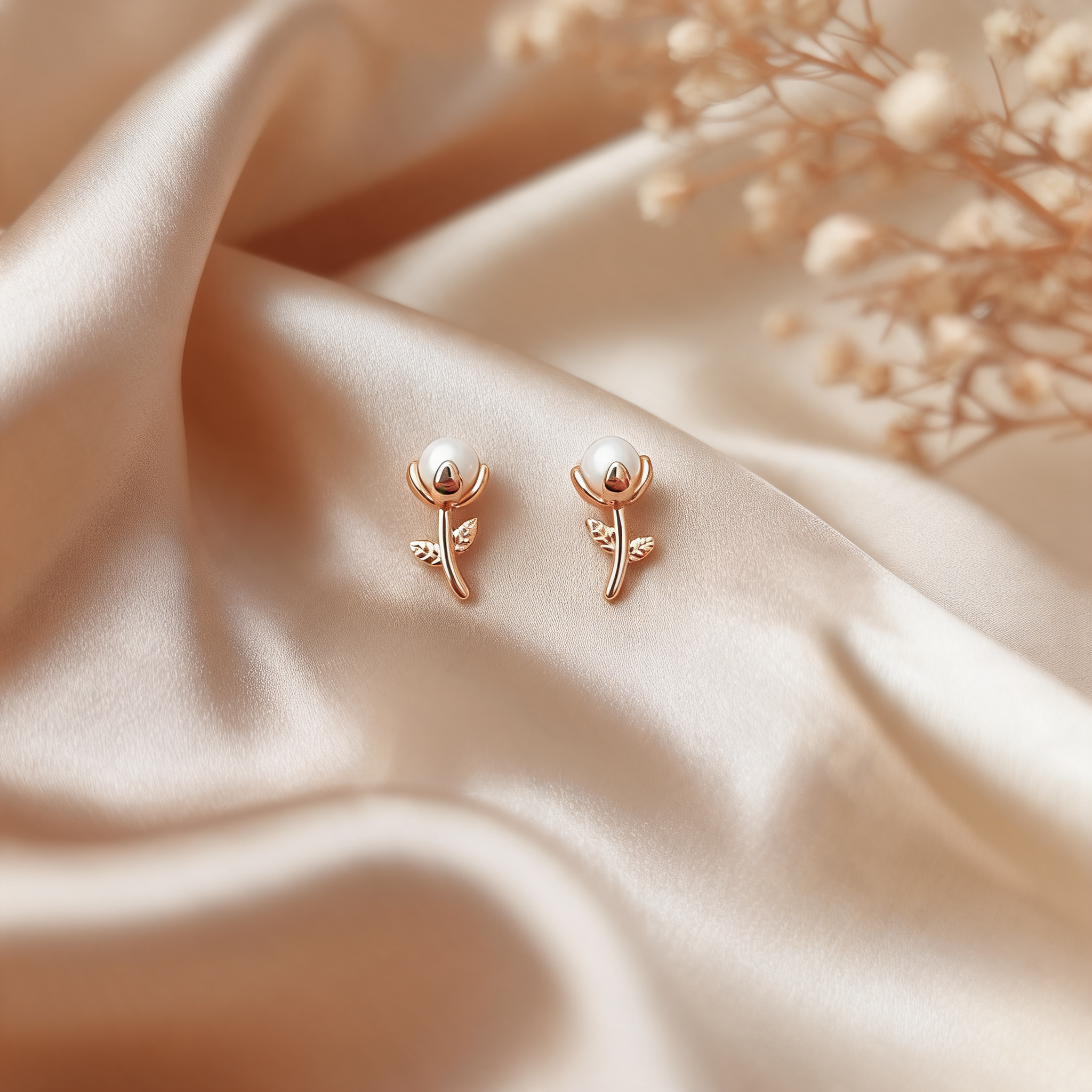 Aretes Tulipán Perla - Colección Acero