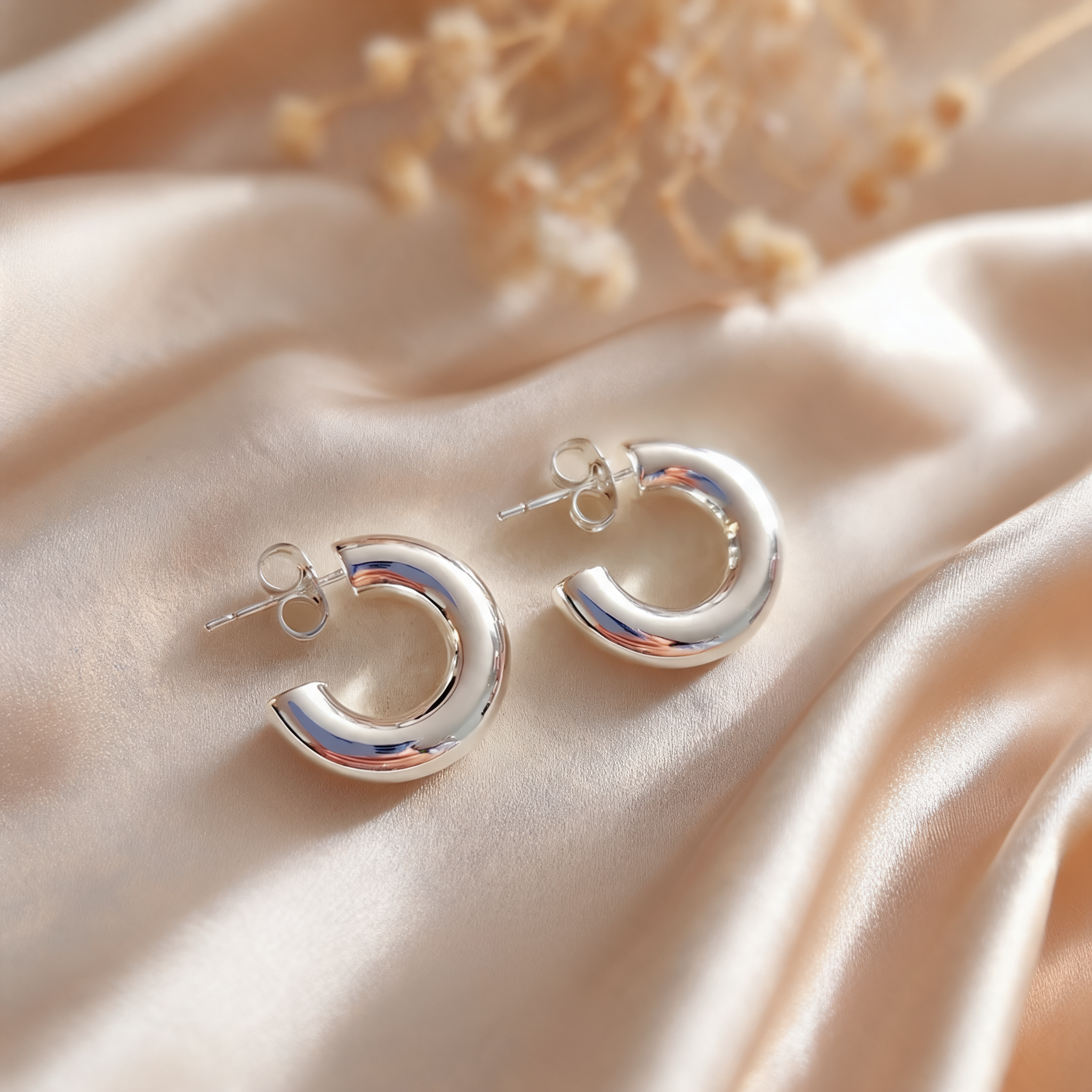 Aretes Eva Plateados - Colección Acero Imagen principal del producto
