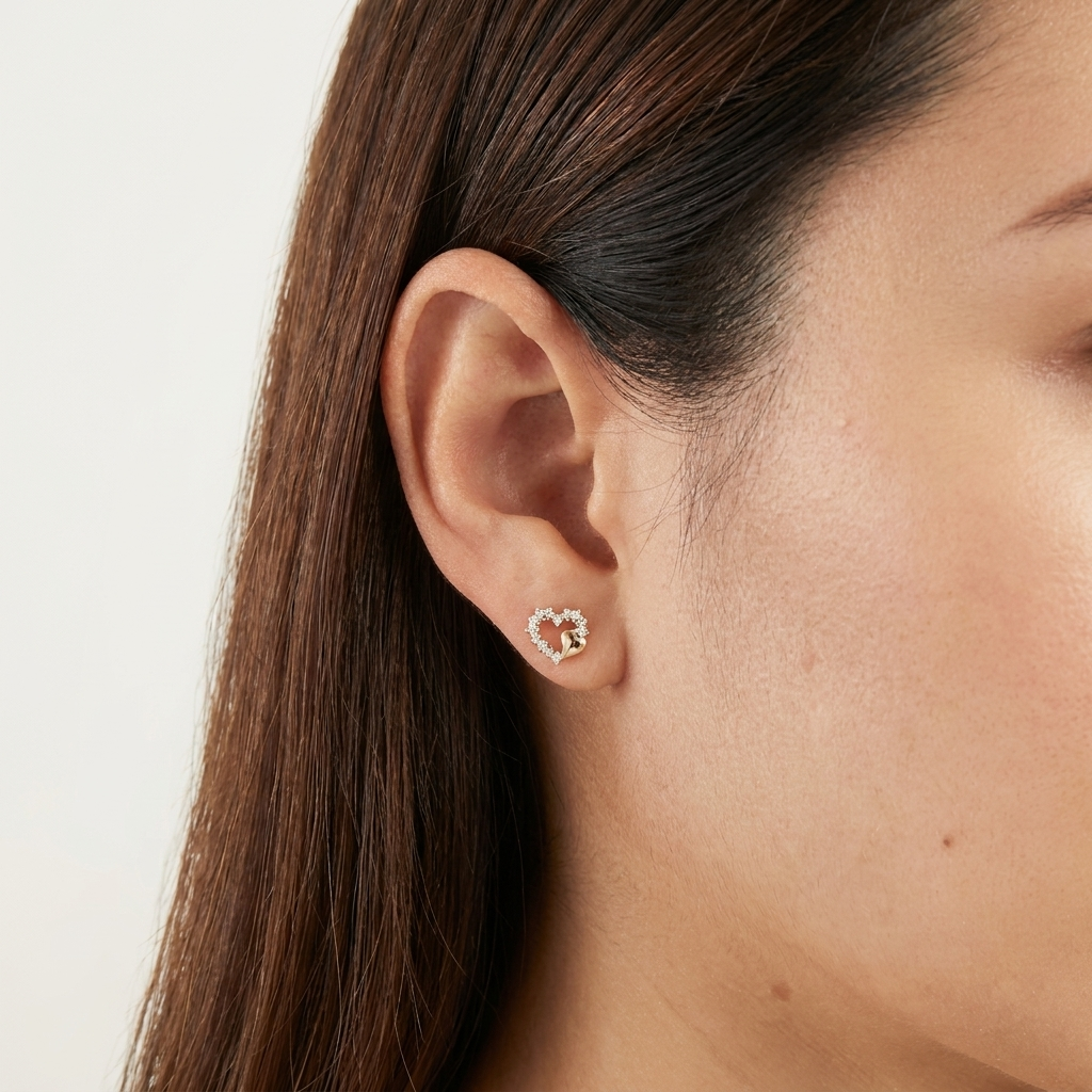 Aretes Corazón Doble Circones - Colección Trendy